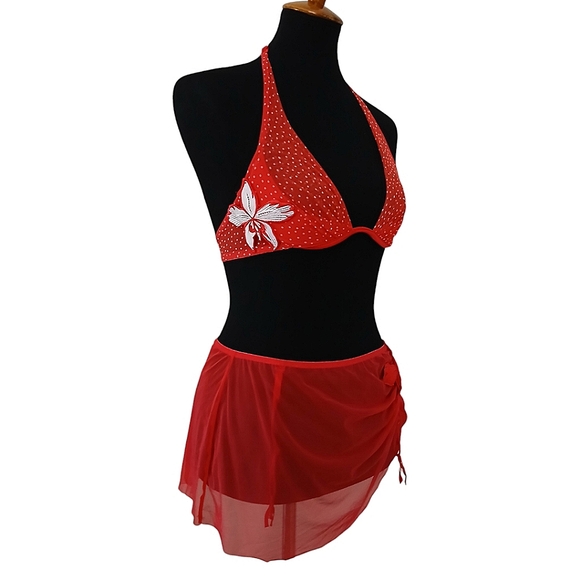 Victoria's Secret Red Polka Dot Lingerie Set Garter Belt Pin Up Size 34B L Retro - Picture 3 of 16